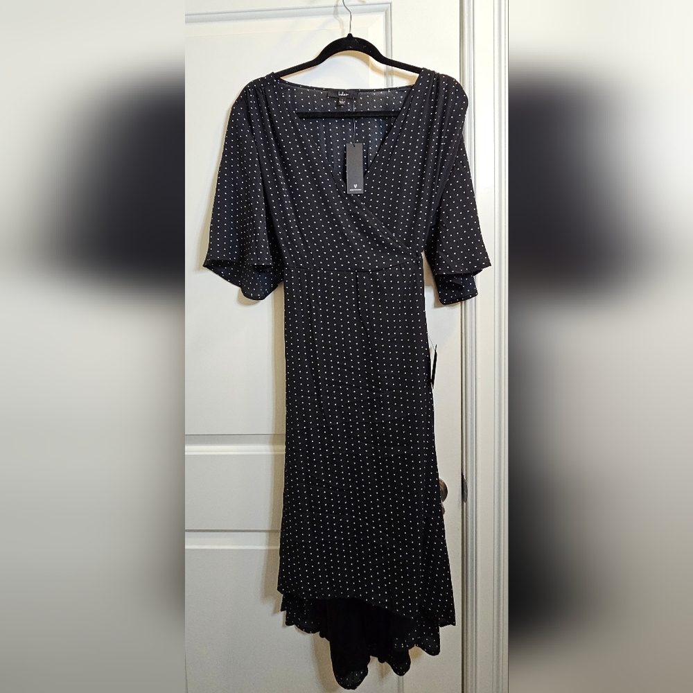 Lulu's Black Polka Dot Wrap Dress